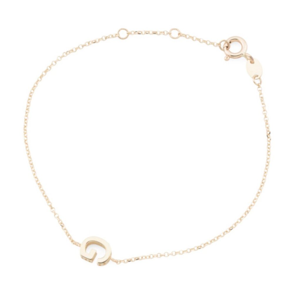 MIA FIORE Gold/G Made In Italy 14kt Gold Initial Chain Bracelet